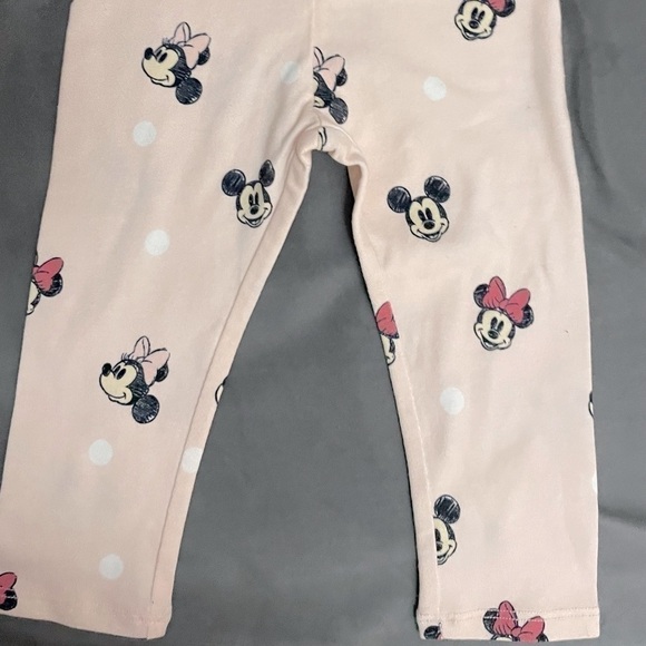 H&M Baby Girl Leggings Minnie Mouse Pink Printed Infant Pants Stretch Size 9M - Picture 3 of 3